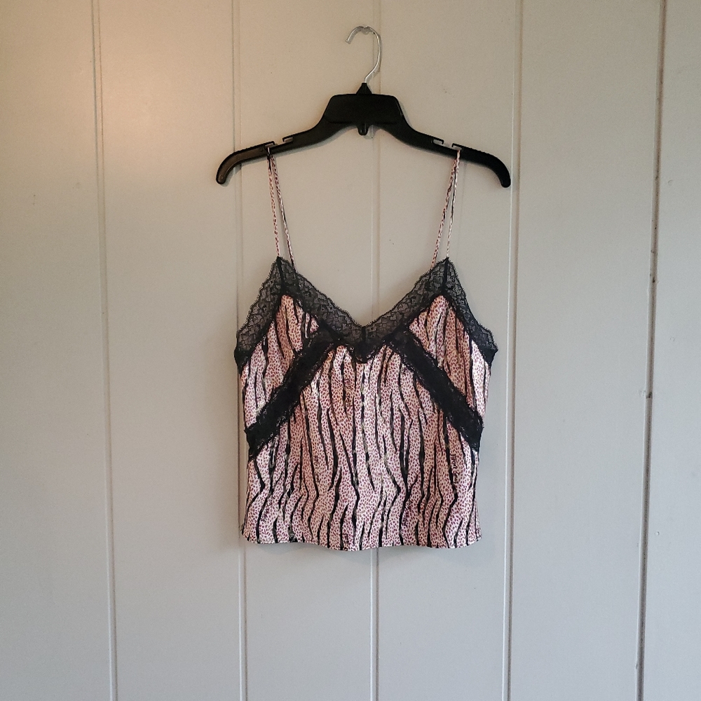 Victoria's Secret TIGER Satin Lace  Lingerie Tank Top  Sexy Medium Tiger Print